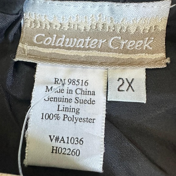 VTG‎ Coldwater Creek Black Suede Leather Skirt 2X Western Boho NWT Cowgirl - Picture 7 of 10